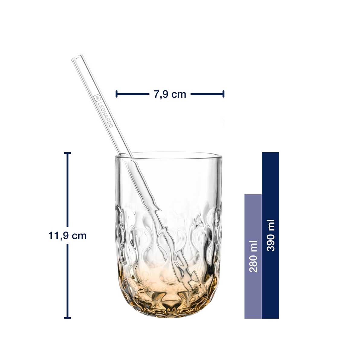 leonardo-gocce-verre-macchiato-abricot-lot-de-4-avec-paille image 3
