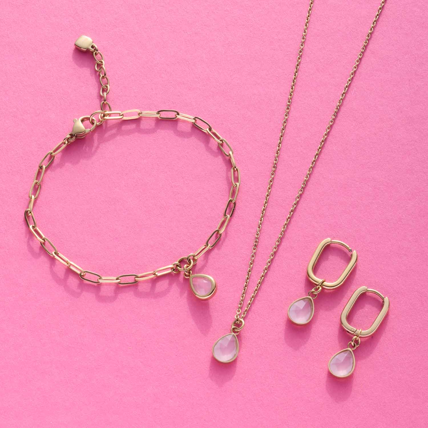 leonardo-rosy-ciao-bracelet-dor-pendentif-rose-goutte image 4