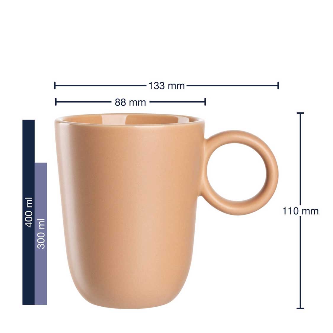 leonardo-roma-tasse-c-ramique-400-ml-abricot-lot-de-6-empilable image 3