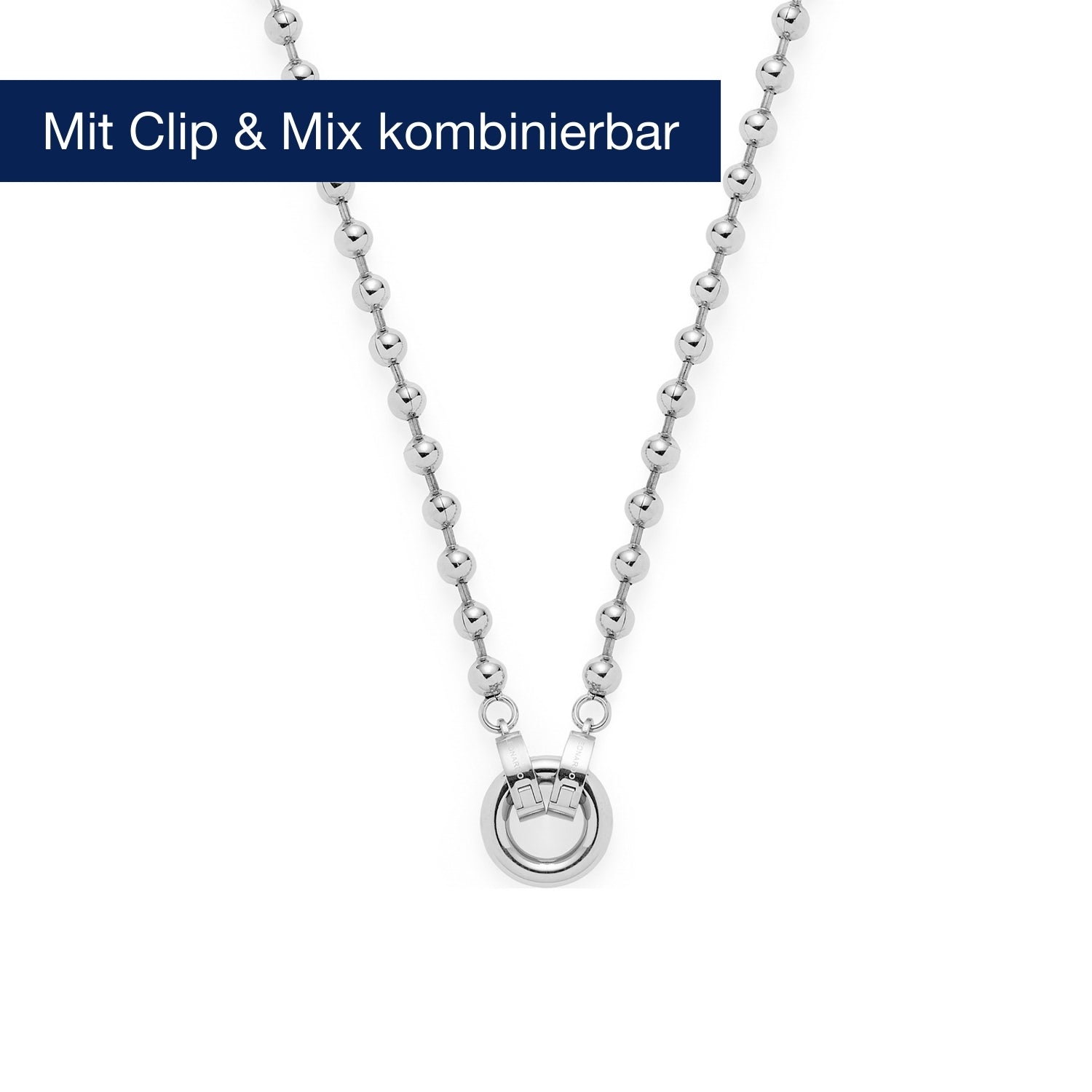 leonardo-dotty-clip-mix-collier-boules-argent-60-cm image 4