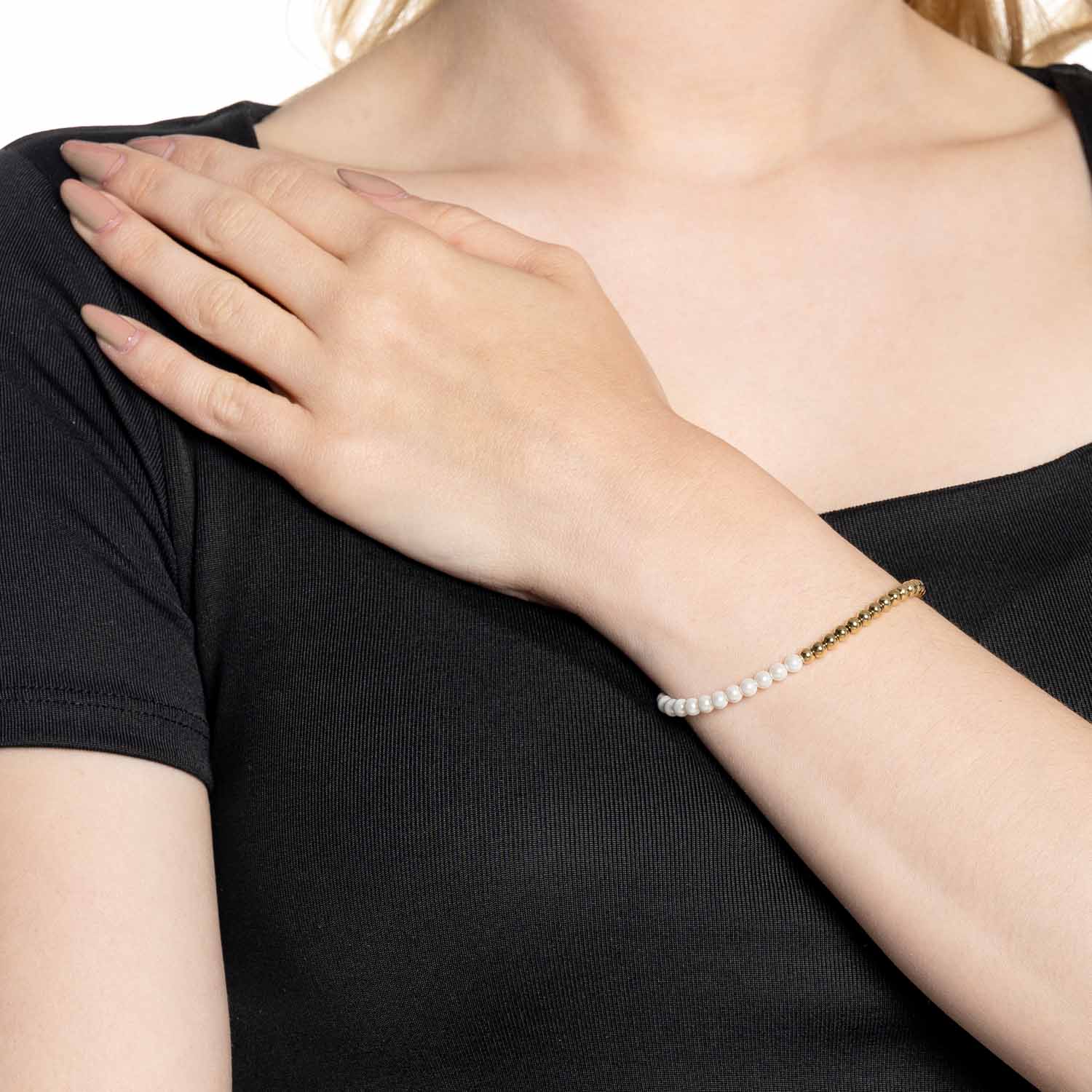 leonardo-lucinda-bracelet-perles-blanches-dor image 2