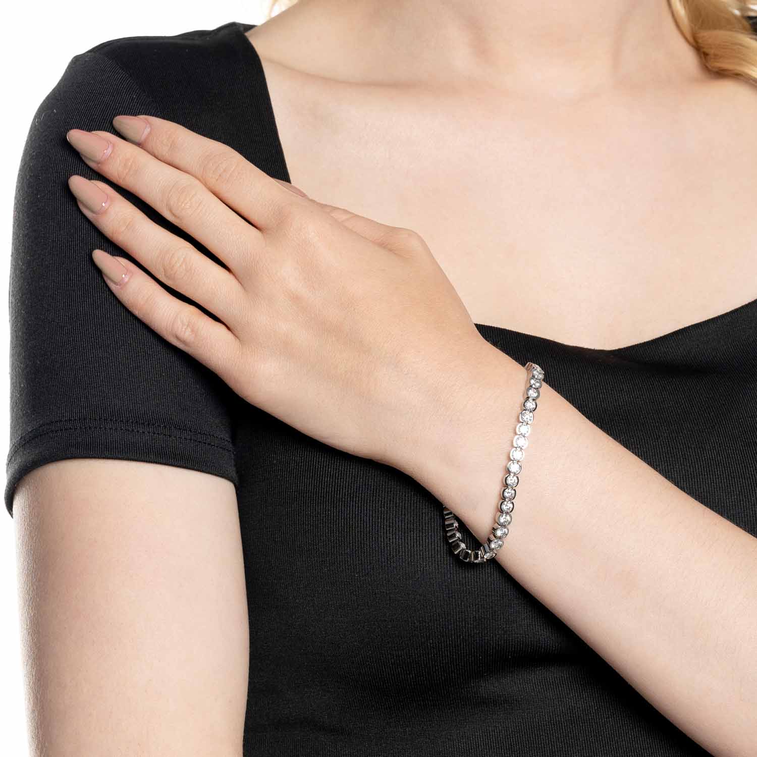 leonardo-cremona-bracelet-tennis-argent-zircons-blancs image 2