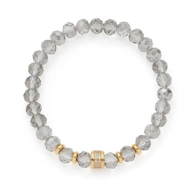 leonardo-berna-bracelet-dor-perles-grises-fum-es image 1
