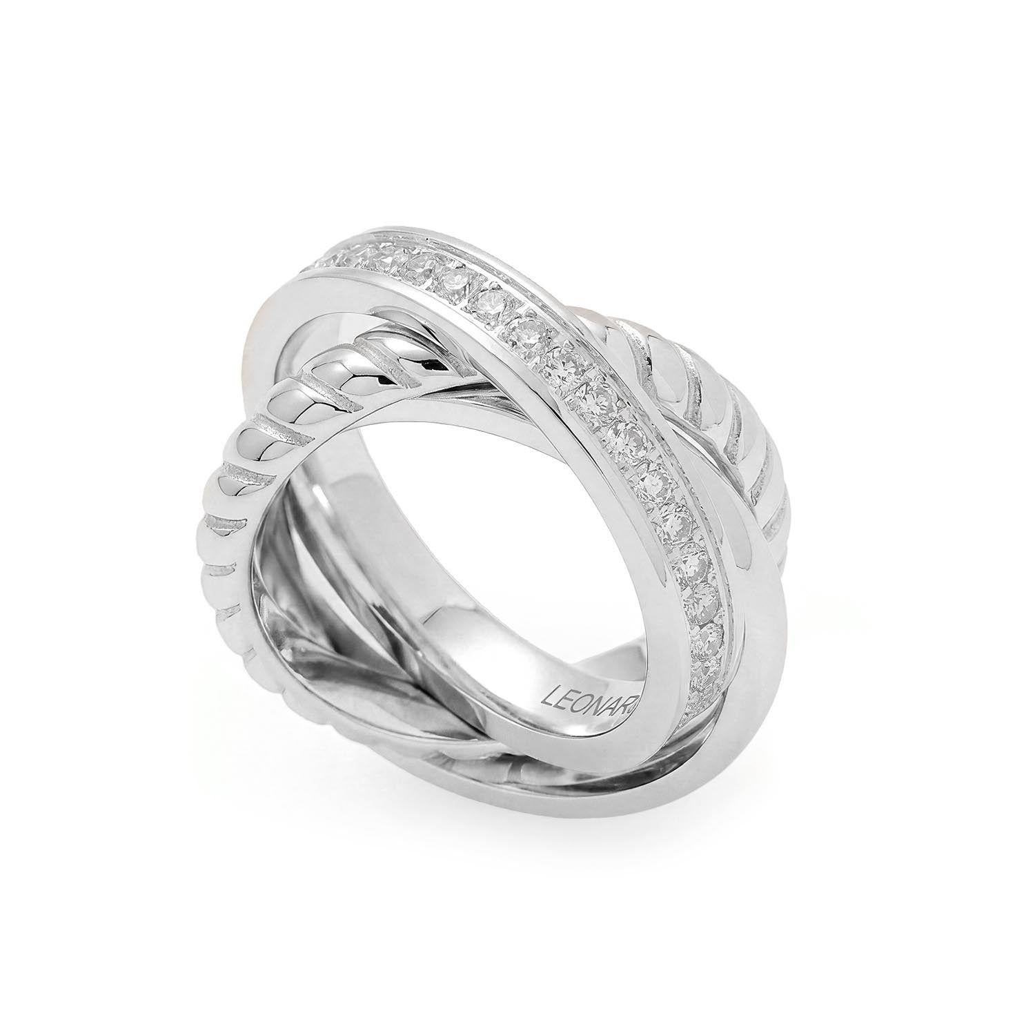 leonardo-vera-21-bague-acier-triple-zirconia image 1