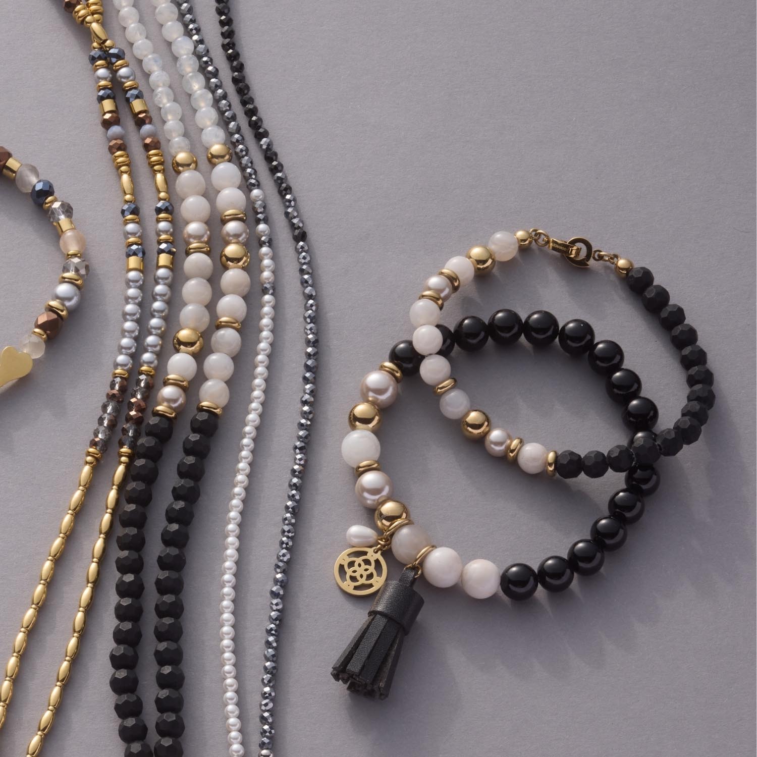 leonardo-clip-mix-holly-bracelet-perles-noir-dor image 2