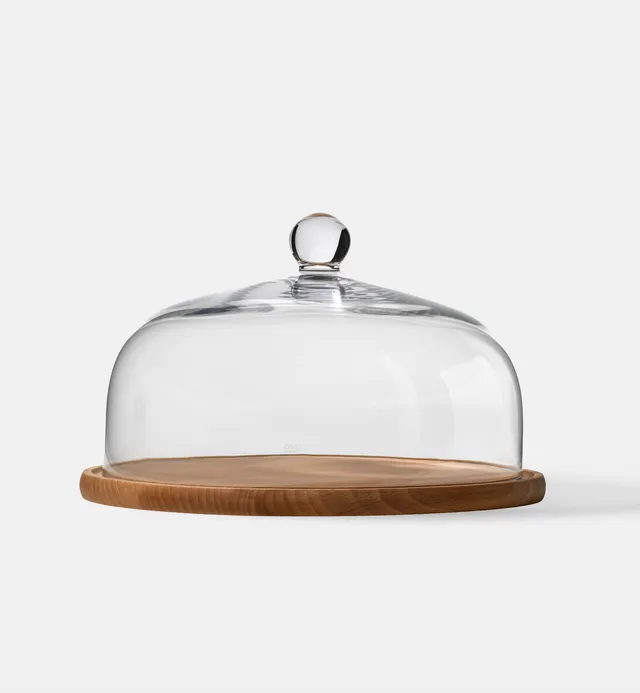 krosno-glamour-cloche-verre-plateau-bois-28-5-cm image 1