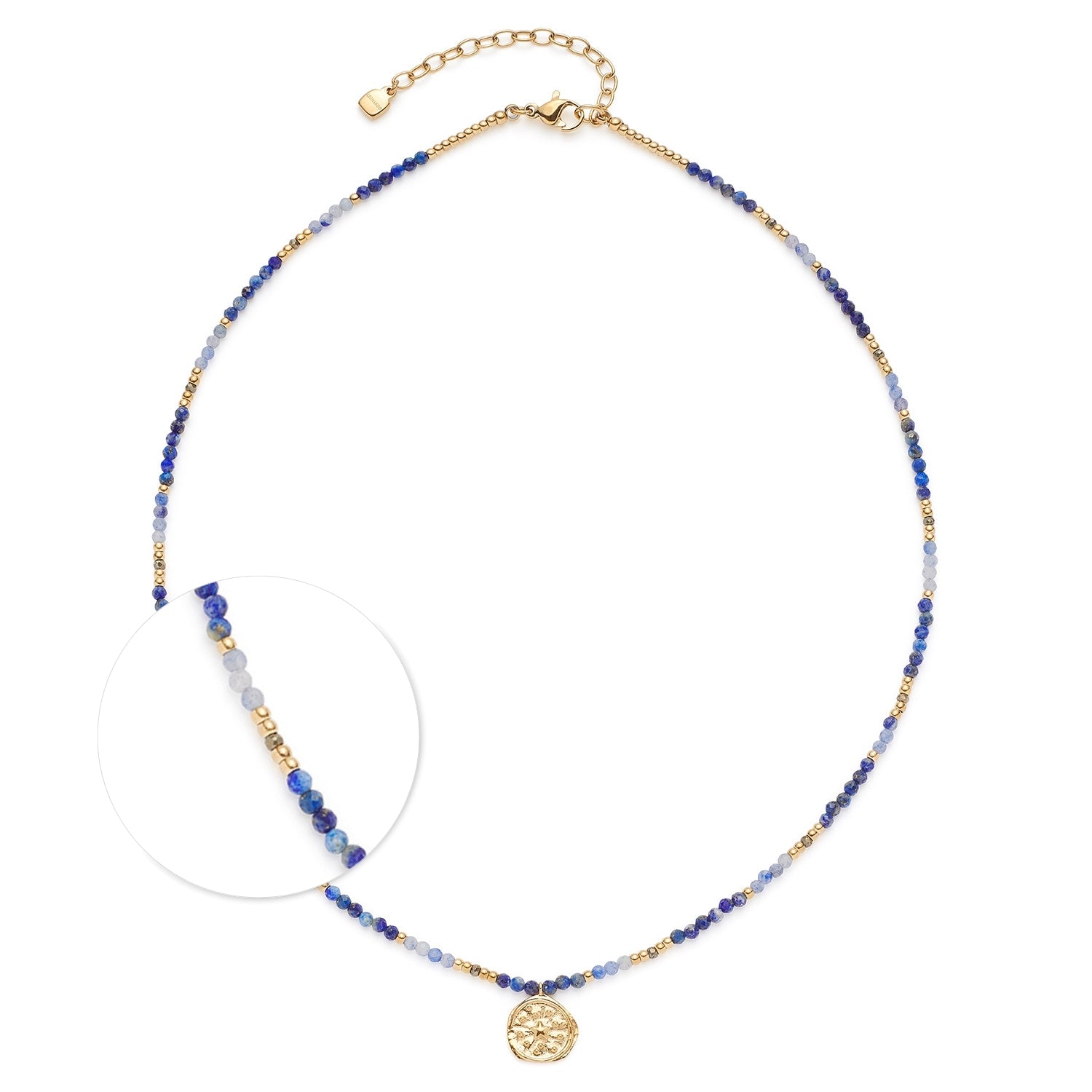 leonardo-rose-collier-dor-42-cm-pierres-bleues-m-daille image 1