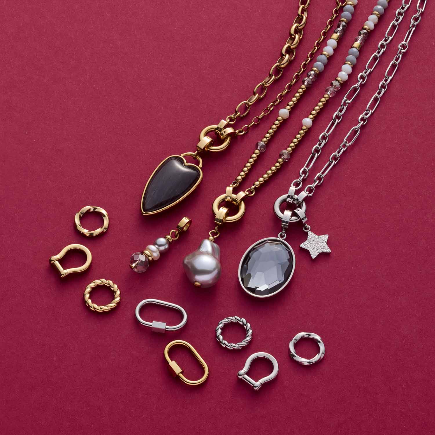 leonardo-bernie-clip-mix-collier-45-cm-dor-perles image 6