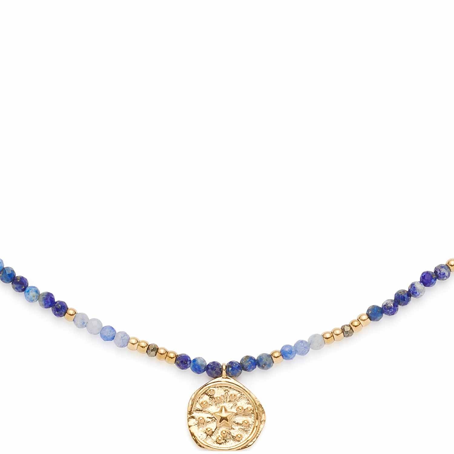 leonardo-rose-collier-dor-42-cm-pierres-bleues-m-daille image 3