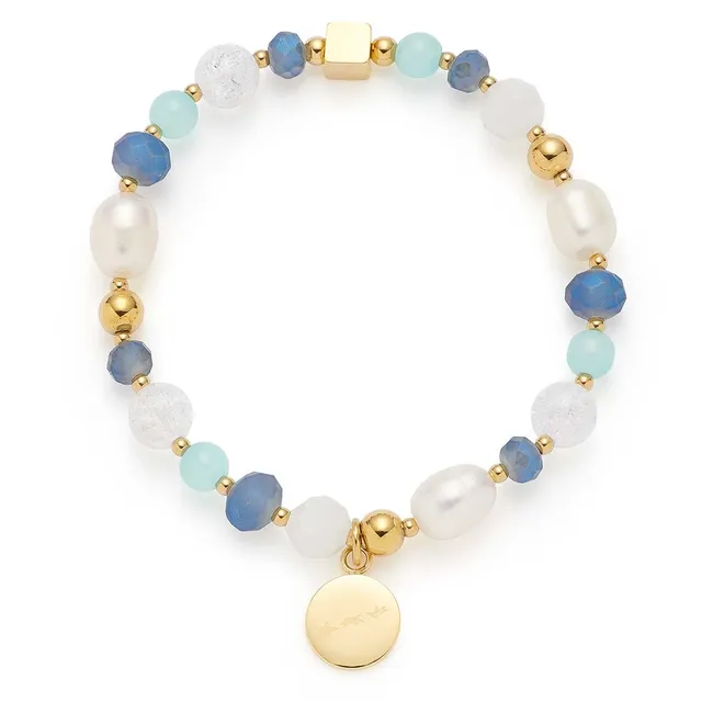 leonardo-hope-bracelet-dor-bleu-perle-lastique image 1