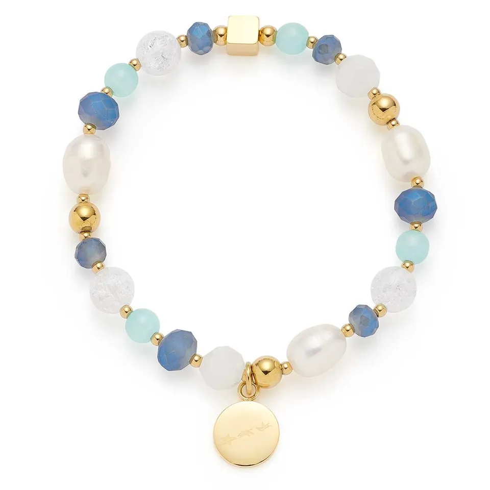 leonardo-hope-bracelet-dor-bleu-perle-lastique image 1