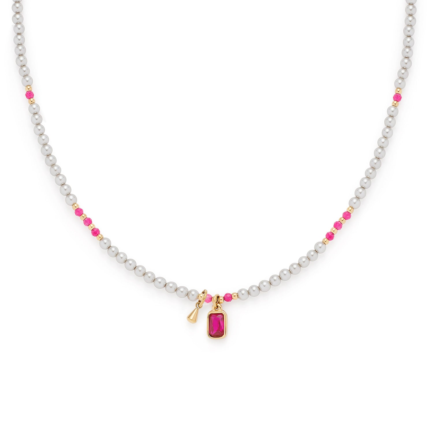 leonardo-ciao-pinky-collier-dor-perles-roses-42-cm image 2