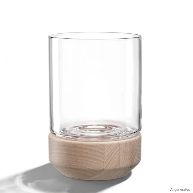 leonardo-legno-photophore-socle-bois-21-cm-verre image 1