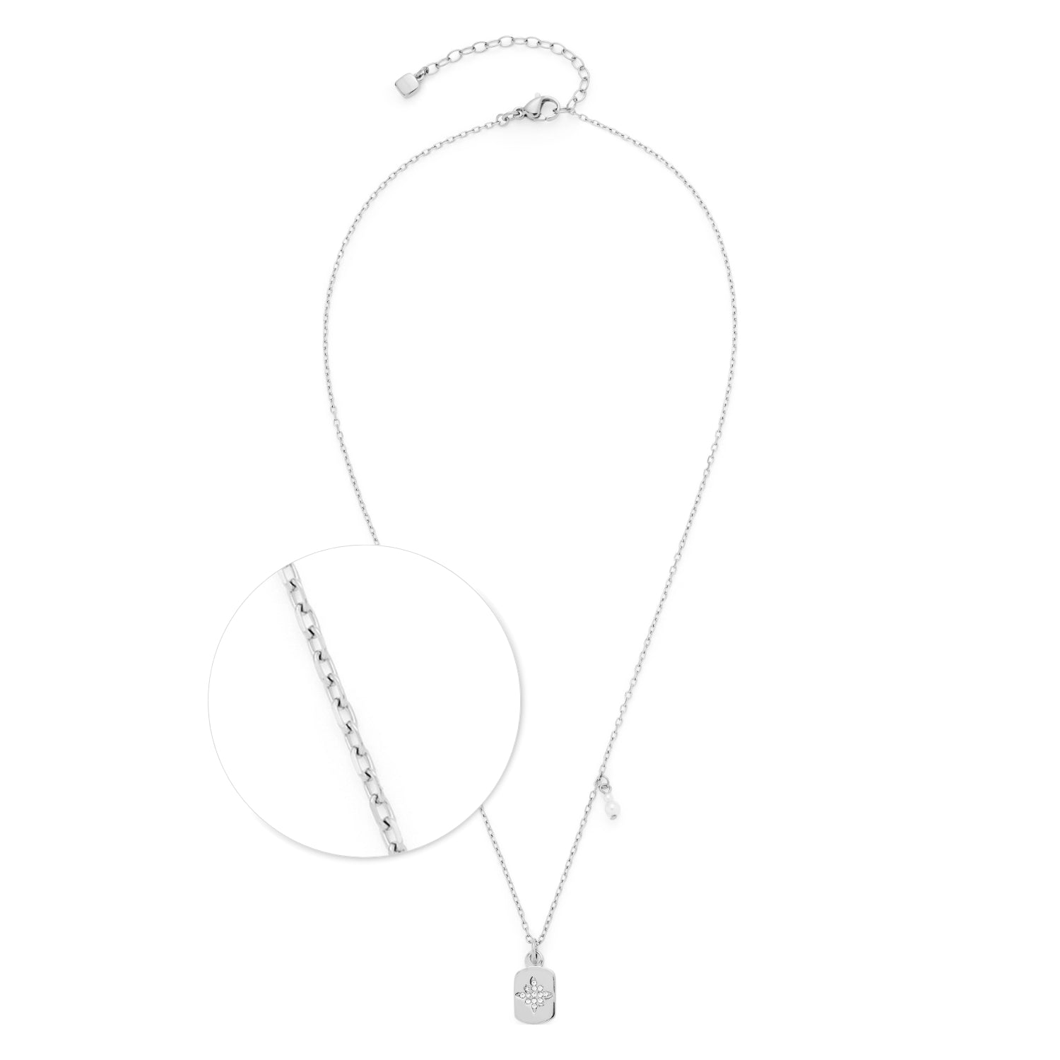 leonardo-amarila-collier-argent-42-cm-acier-pendentif-toile image 1