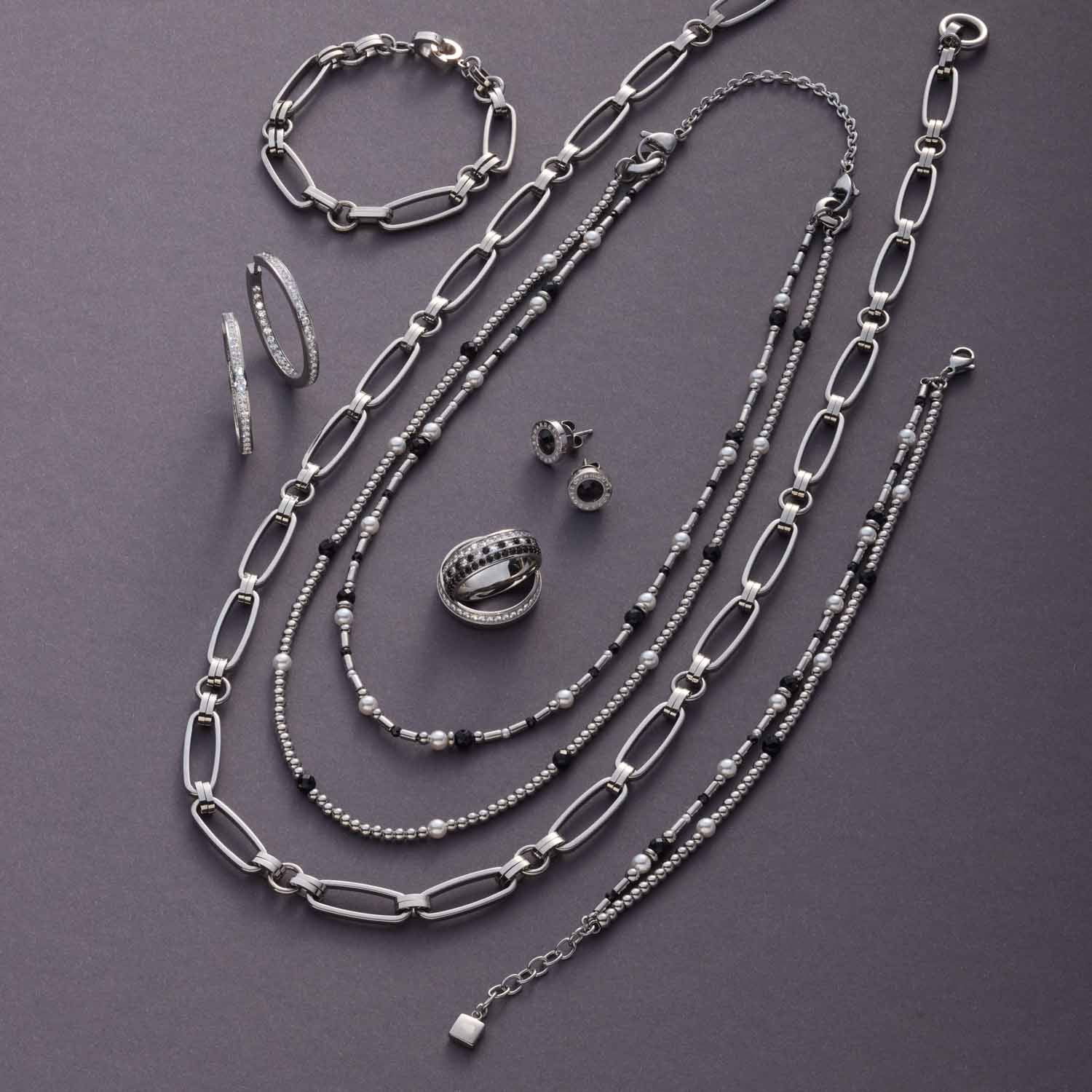 leonardo-sabine-bracelet-perles-noir-blanc-argent image 5