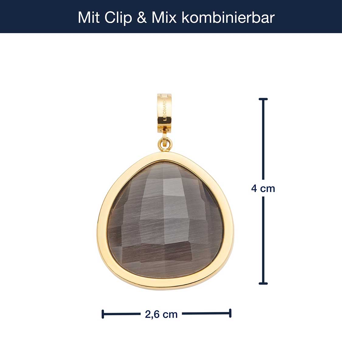 leonardo-mina-clip-mix-pendentif-dor-pierre-grise-m image 4