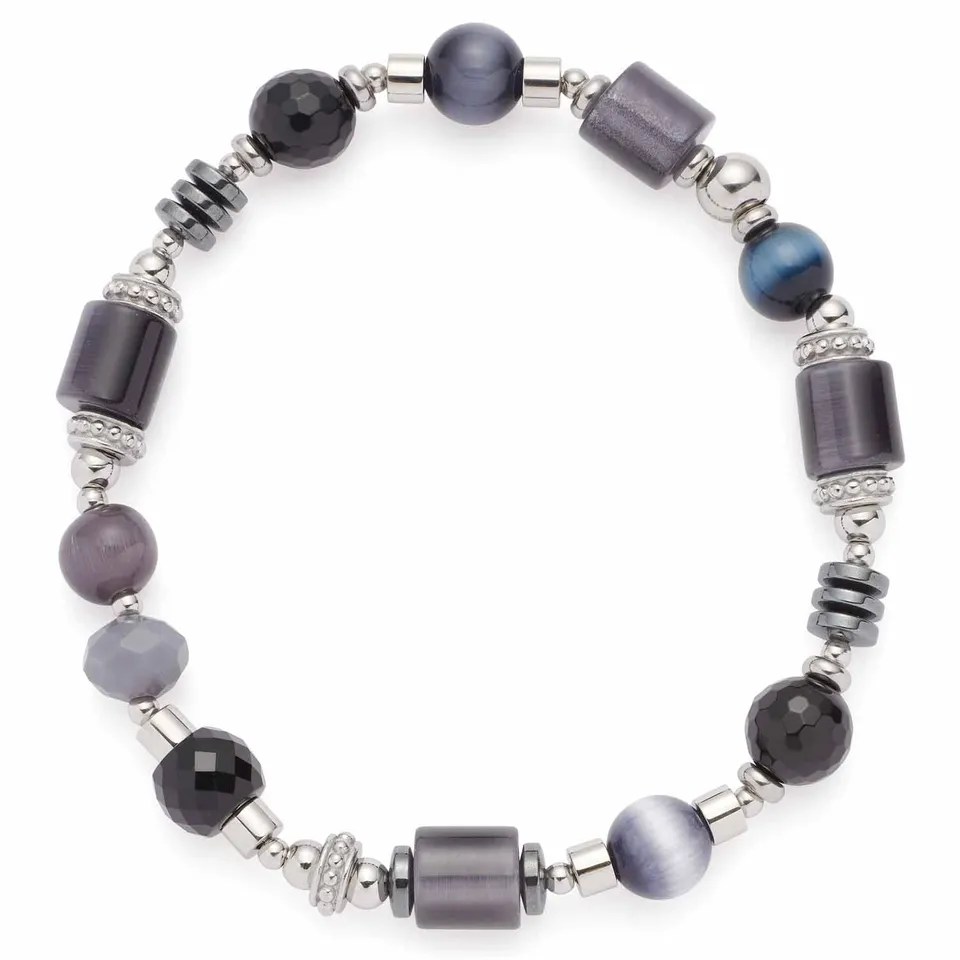 leonardo-casoria-bracelet-argent-perles-grises image 1