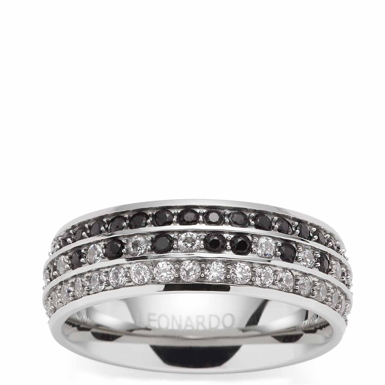 leonardo-atura-21-bague-pav-zircons-noir-argent image 2