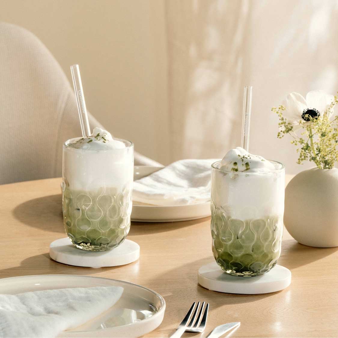 leonardo-gocce-verre-matcha-latte-lot-4-paille-vert image 6