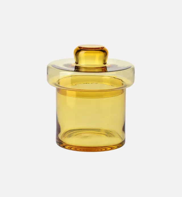krosno-gemstone-pot-en-verre-21-5-cm-ambre-couvercle image 1