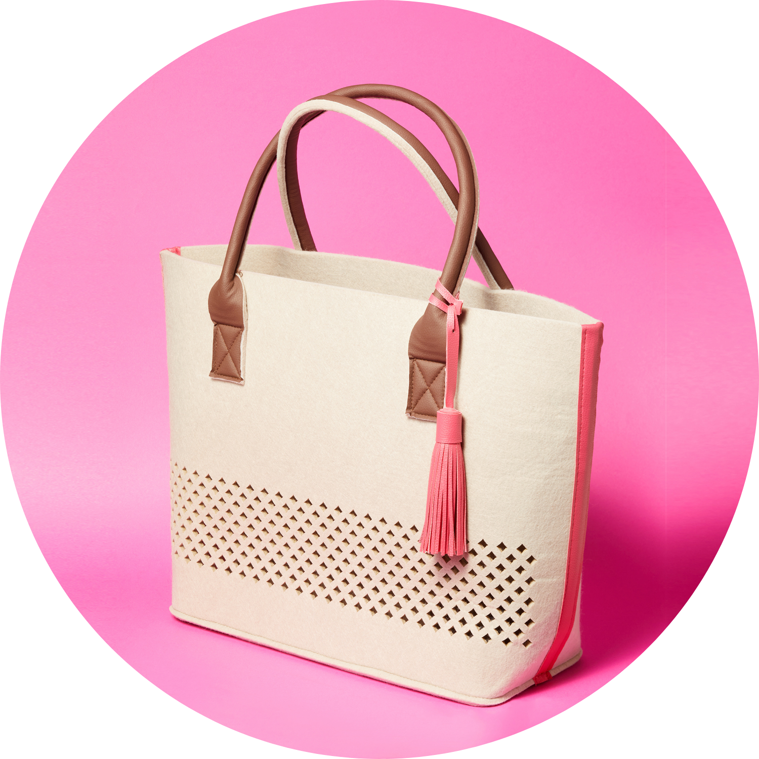 leonardo-beach-bag-sac-plage-rose-feutrine-vegan image 1