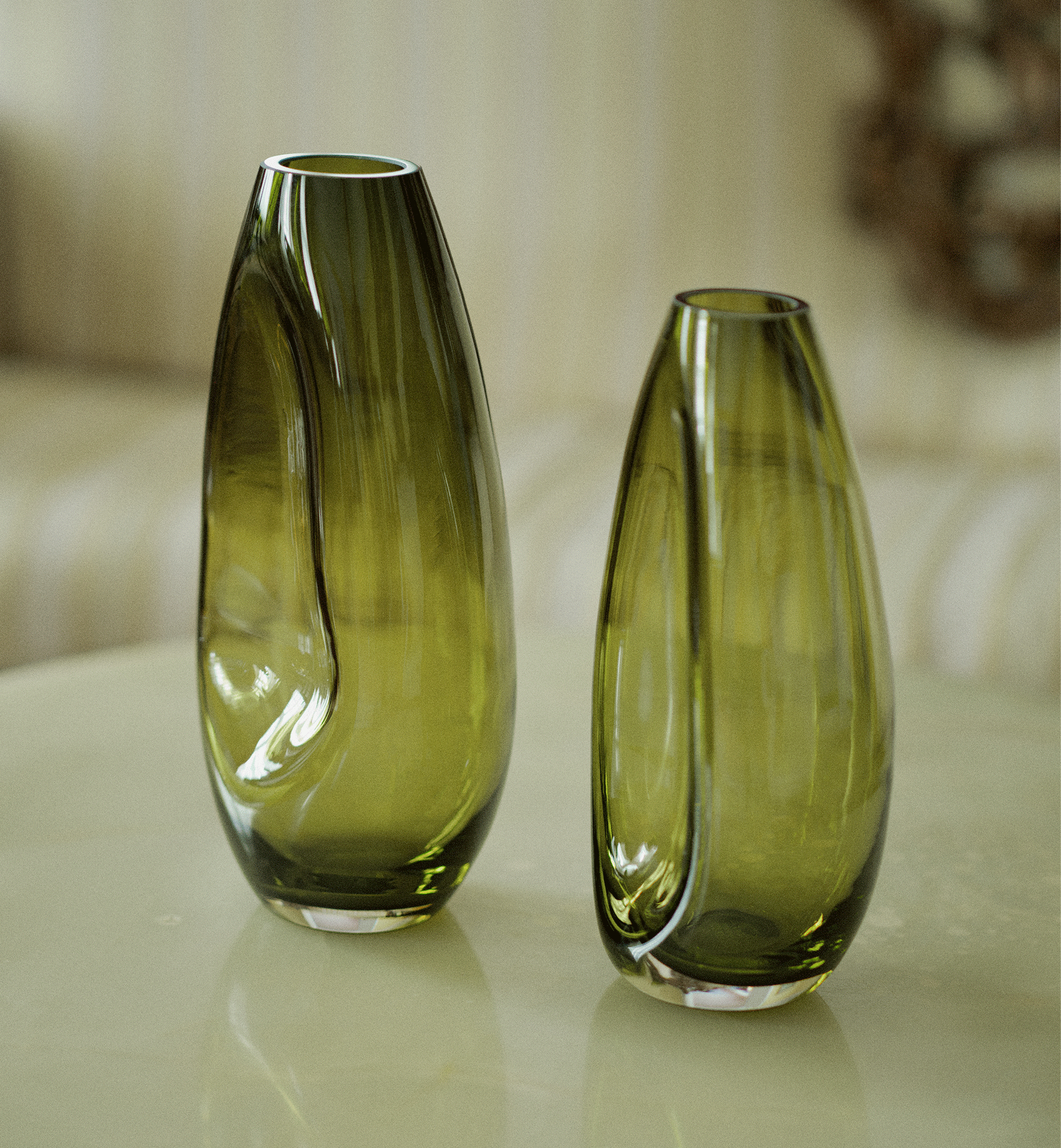 krosno-flow-vase-cristal-28-cm-vert-olive image 7