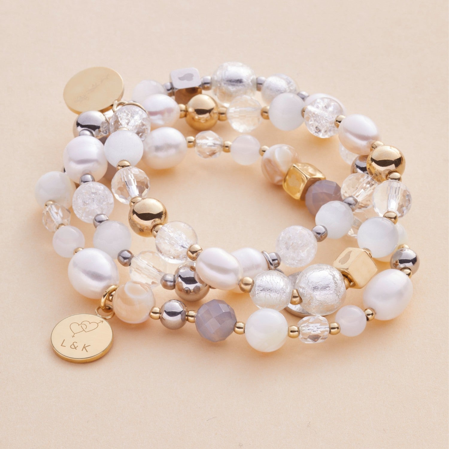 leonardo-hope-bracelet-bicolore-gravure-perles image 3