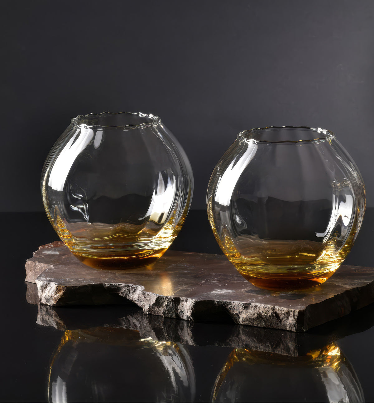 krosno-bougeoirs-cristal-ambre-11-4-cm-dor image 2