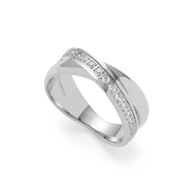 leonardo-daria-18-bague-crois-e-zirconia-acier image 1