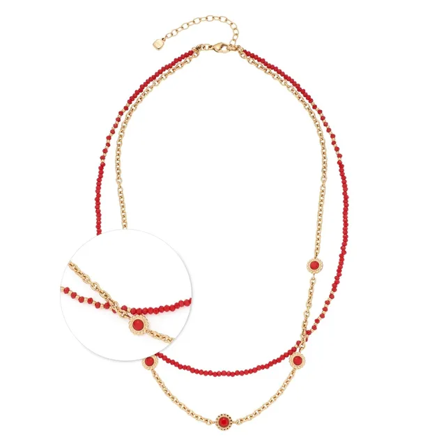 leonardo-florena-collier-42-cm-dor-rouge-fleurs image 1
