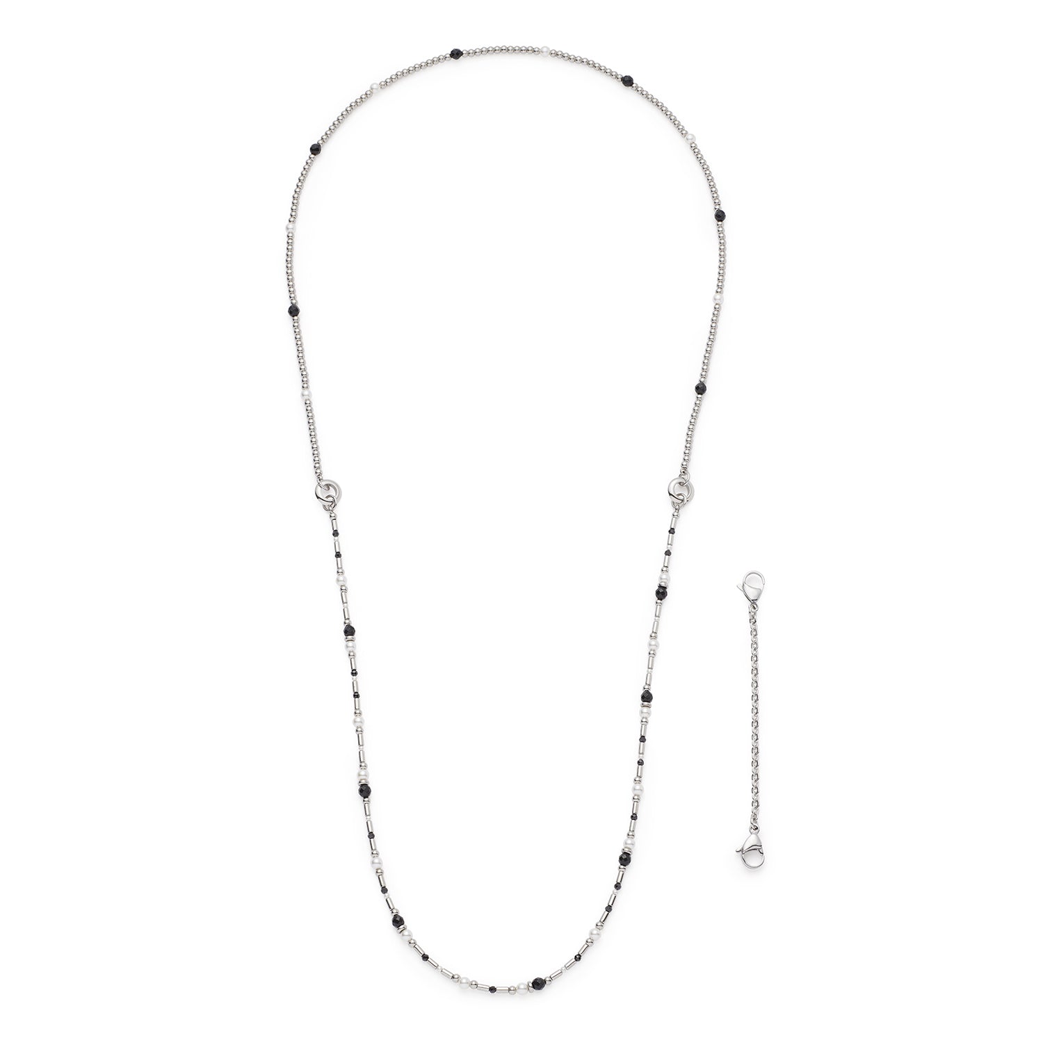 leonardo-sabine-collier-50-cm-noir-blanc-argent image 3