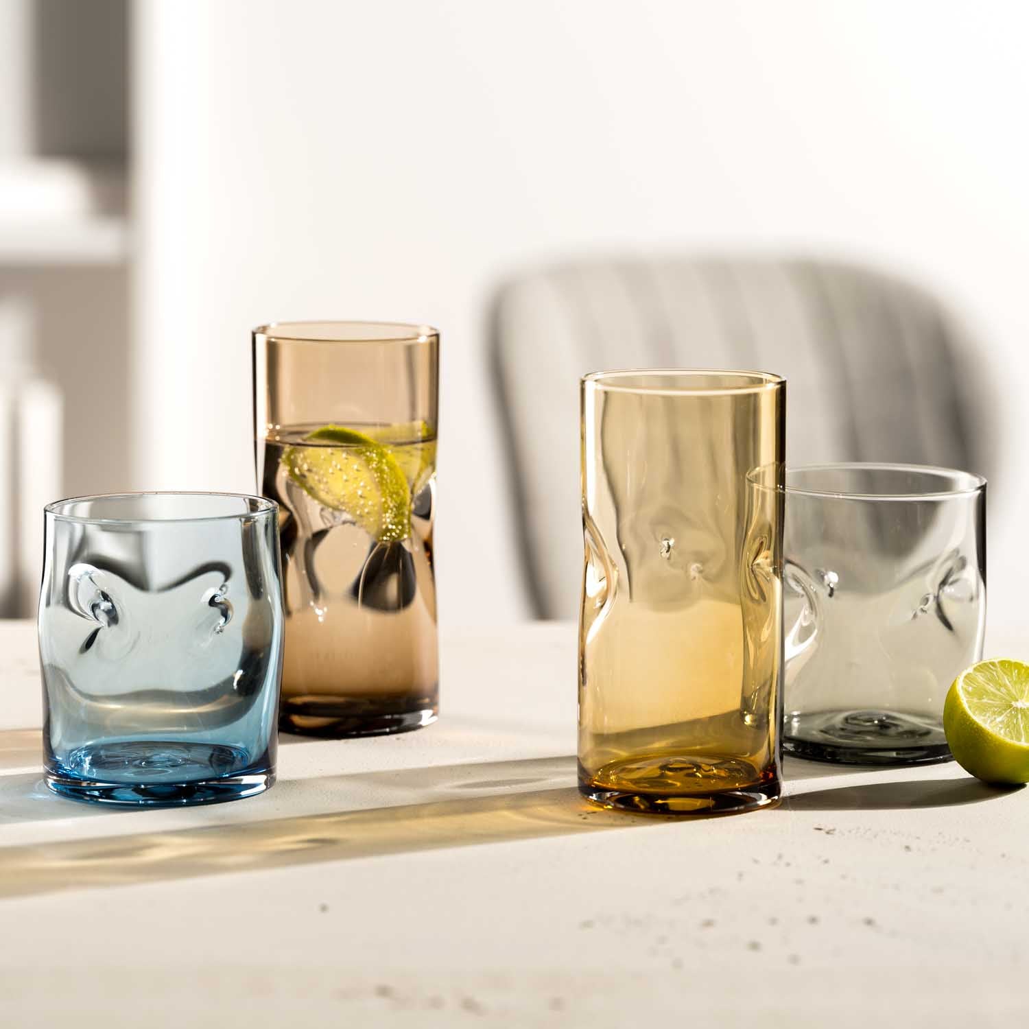 leonardo-vesuvio-verre-eau-330-ml-ambre-lot-de-4-fait-main image 4