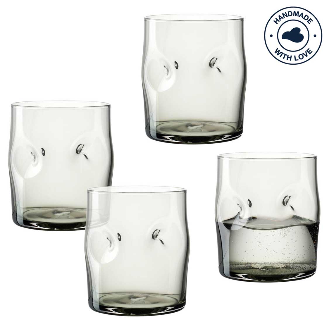 leonardo-vesuvio-verre-eau-300-ml-gris-lot-de-4-fait-main image 1