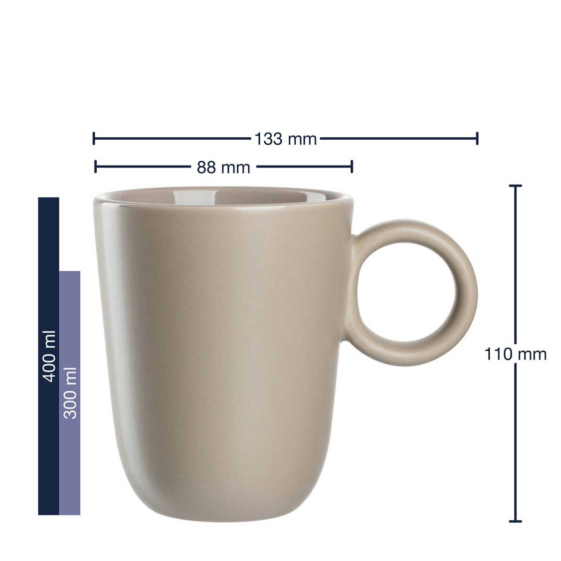 leonardo-roma-tasse-c-ramique-beige-400-ml-lot-6-fait-main image 3