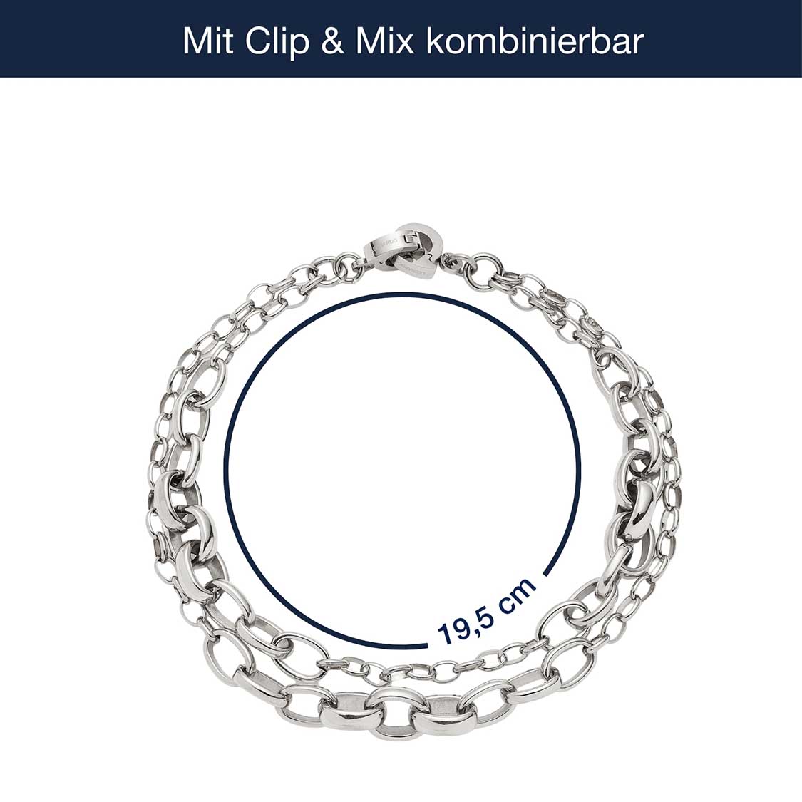 leonardo-suzanne-clip-mix-bracelet-argent-double image 4