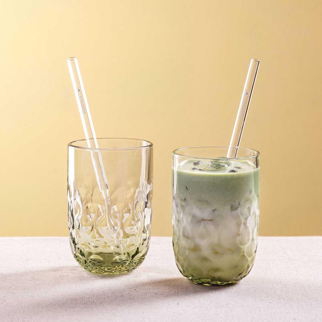 leonardo-gocce-verre-matcha-latte-lot-4-paille-vert image 2