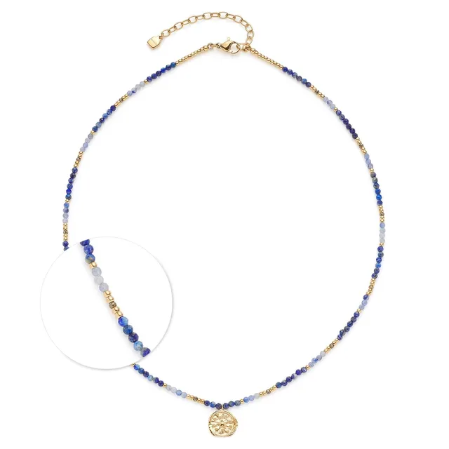leonardo-rose-collier-dor-42-cm-pierres-bleues-m-daille image 1