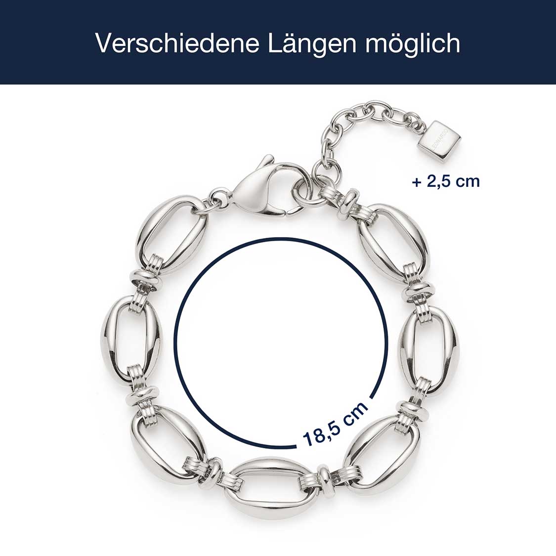 leonardo-andrea-bracelet-acier-argent-maillons-ovales image 4