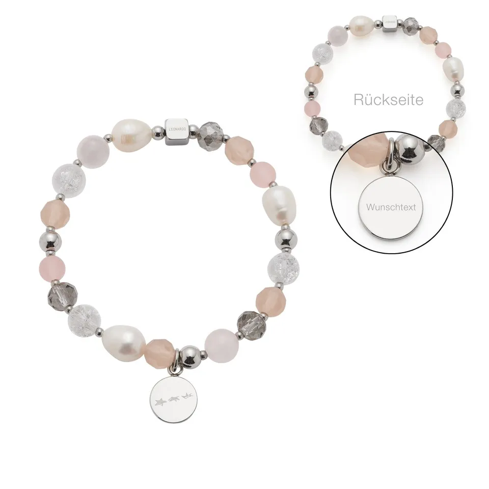 leonardo-hope-bracelet-argent-rose-gravure-perles image 1