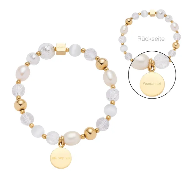 leonardo-hope-bracelet-dor-gravure-perles-nacre image 1