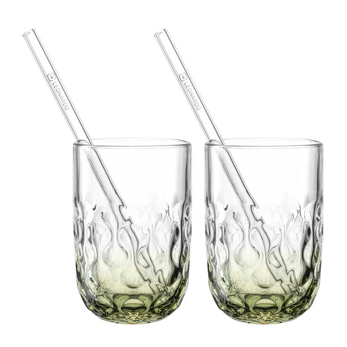 leonardo-gocce-verre-matcha-latte-lot-4-paille-vert image 1