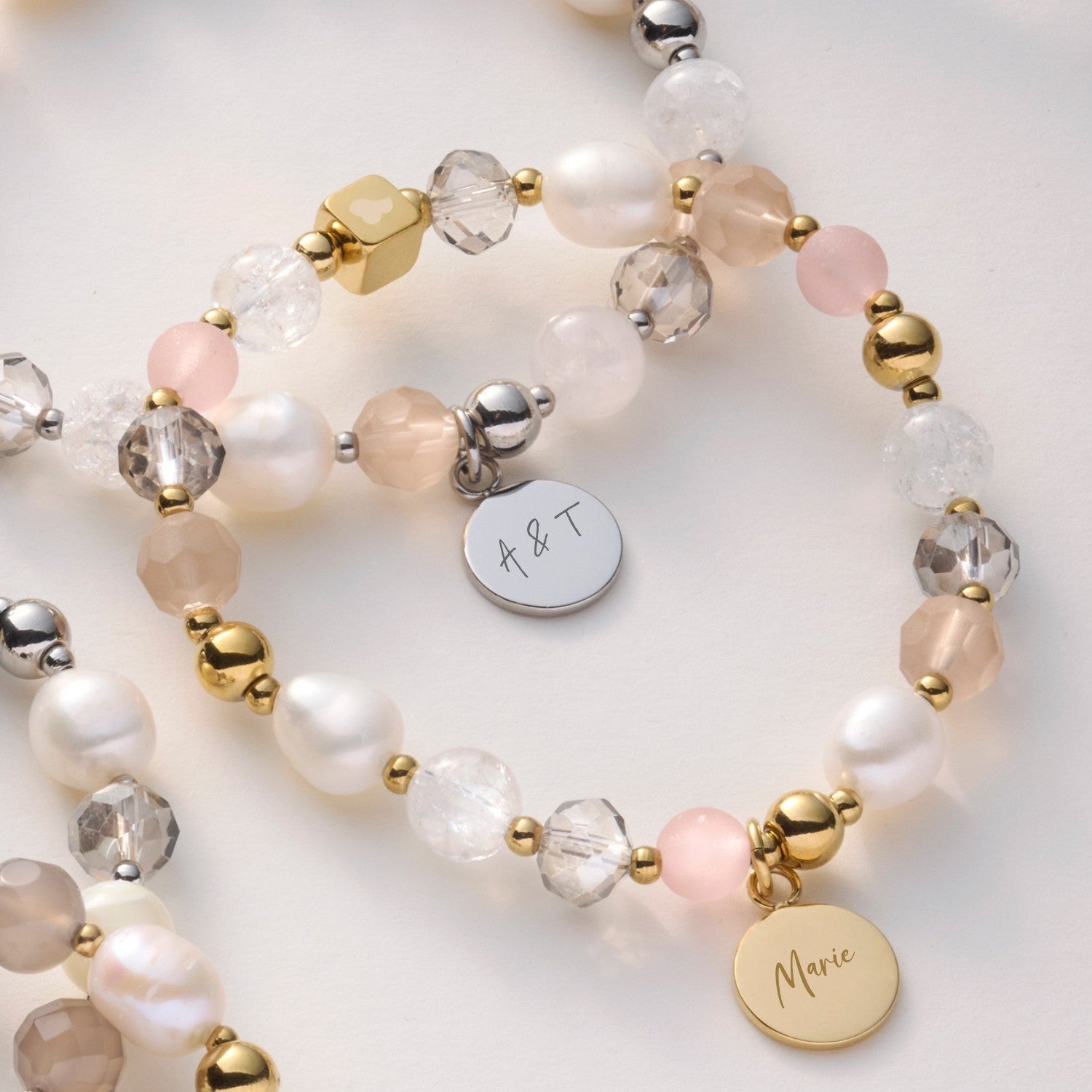 leonardo-hope-bracelet-argent-rose-gravure-perles image 5