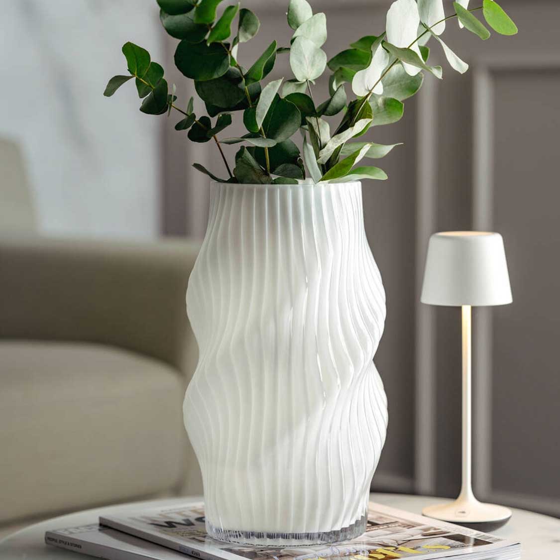 leonardo-verdi-vase-blanc-verre-30-cm-fleurs image 2