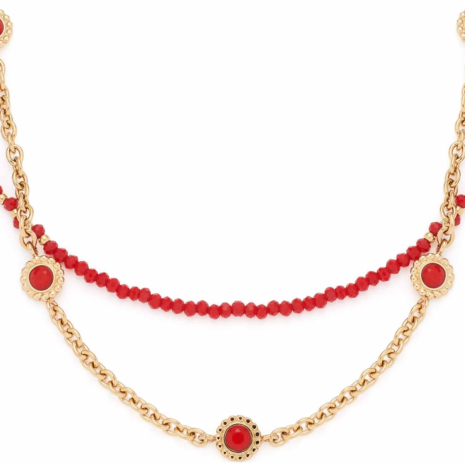 leonardo-florena-collier-42-cm-dor-rouge-fleurs image 2