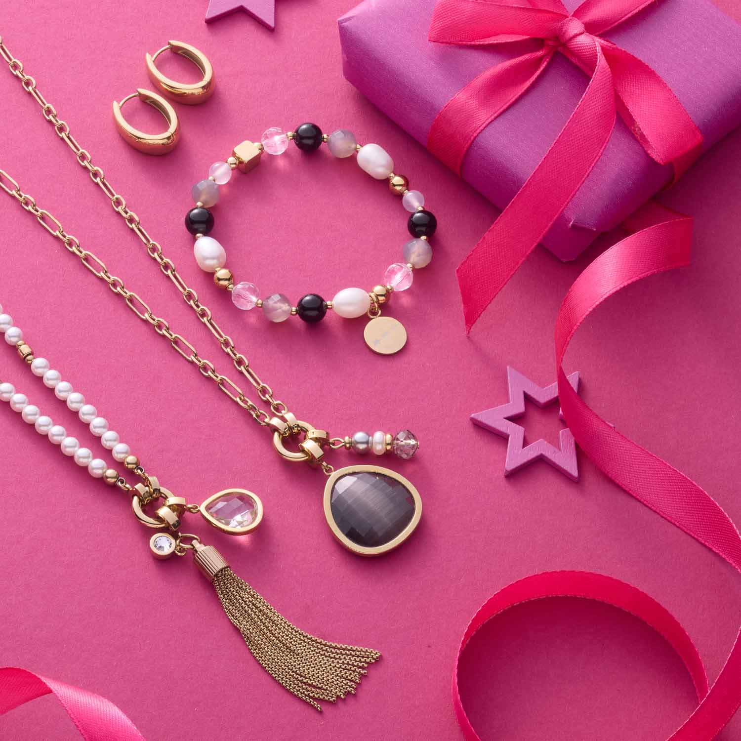 leonardo-mina-clip-mix-pendentif-dor-pierre-grise-m image 6