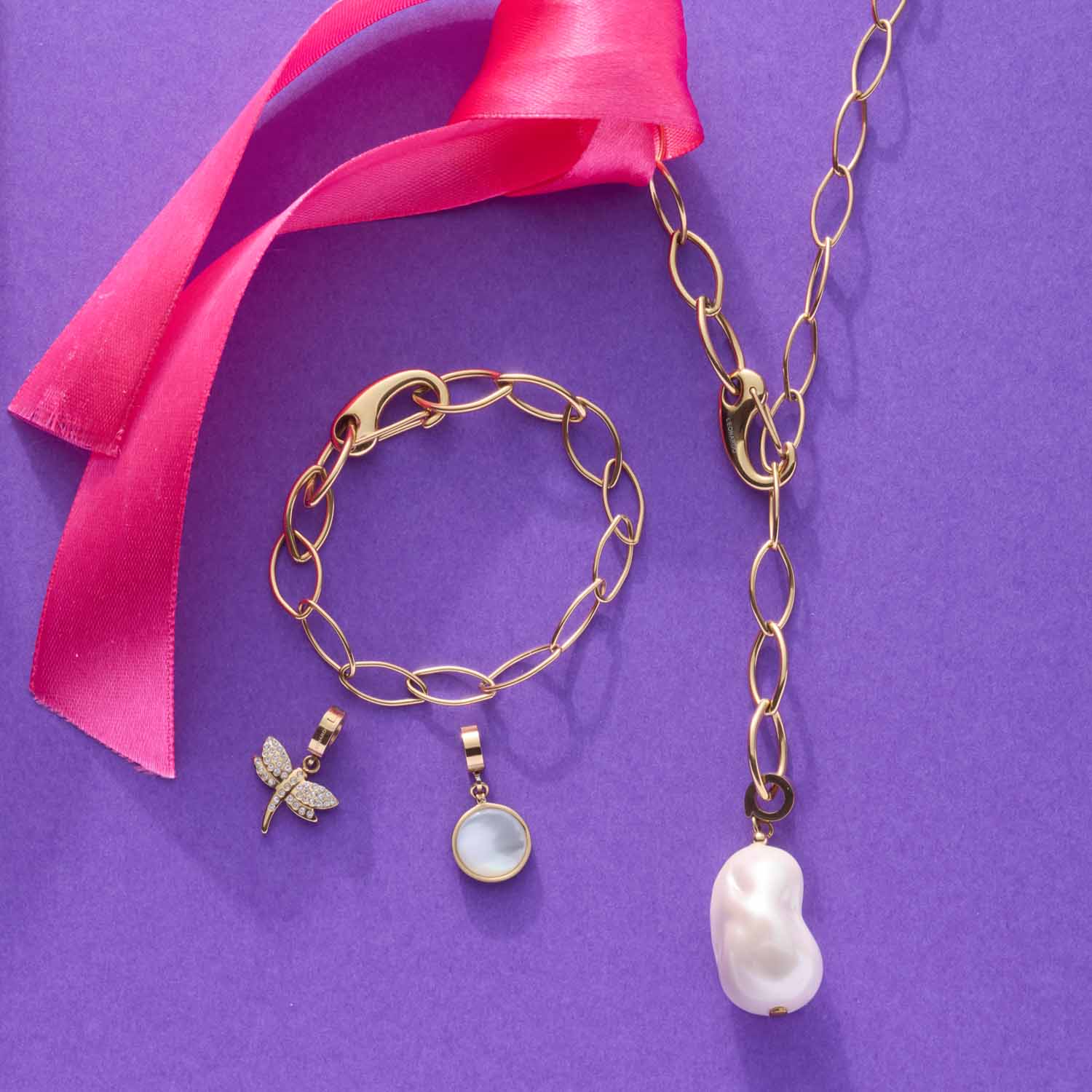leonardo-tory-bracelet-dor-grosses-mailles-charms image 8