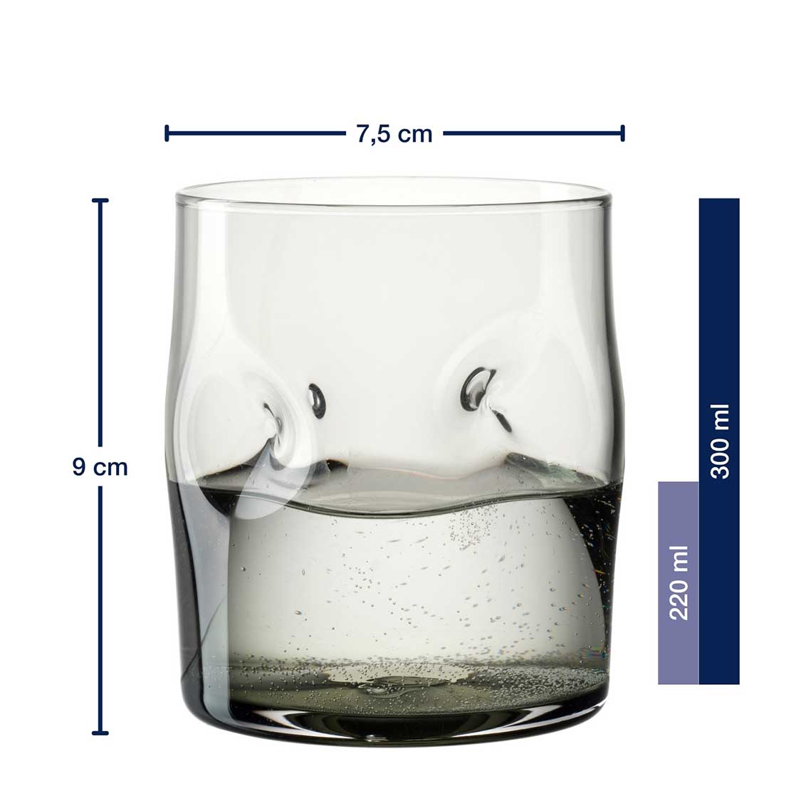 leonardo-vesuvio-verre-eau-300-ml-gris-lot-de-4-fait-main image 3