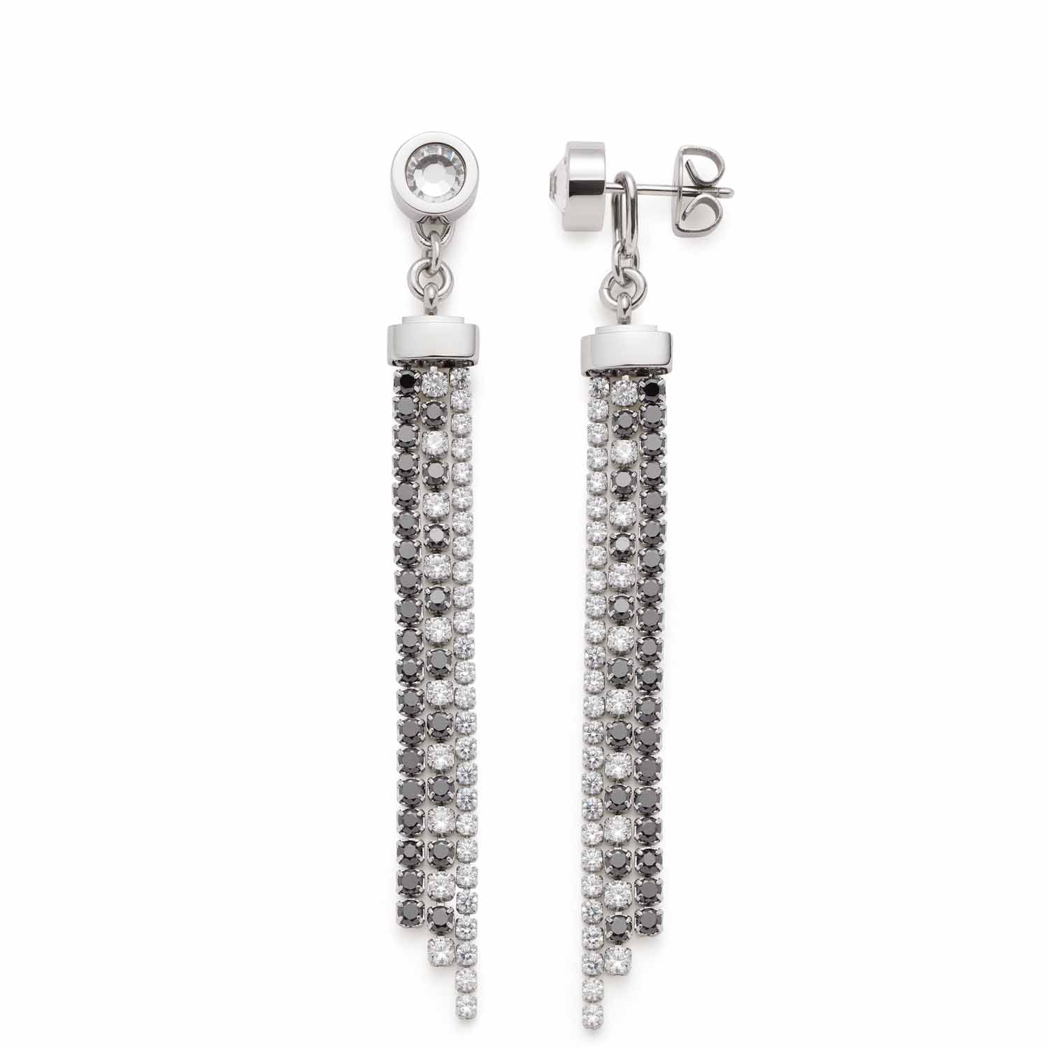 leonardo-atura-clous-d-oreilles-solitaire-zirconia-noir-argent image 1