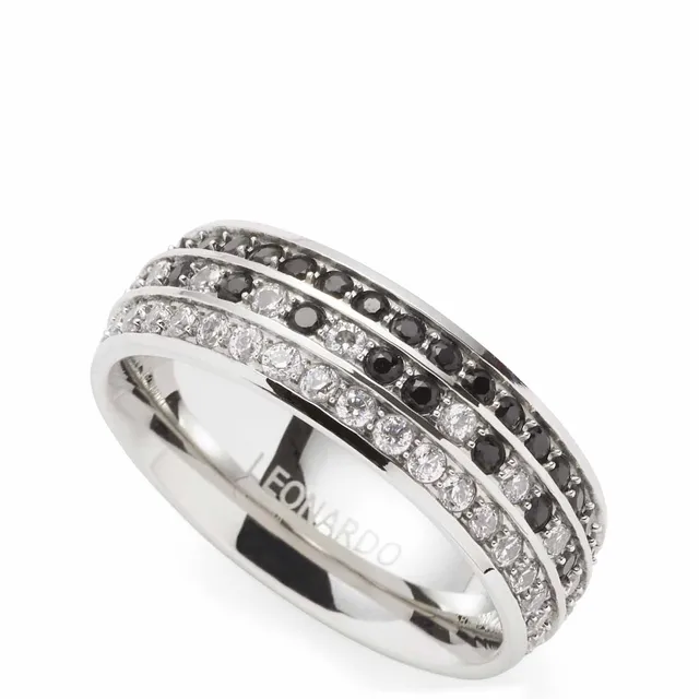 leonardo-atura-bague-taille-18-pav-zirconia-noir-blanc image 1