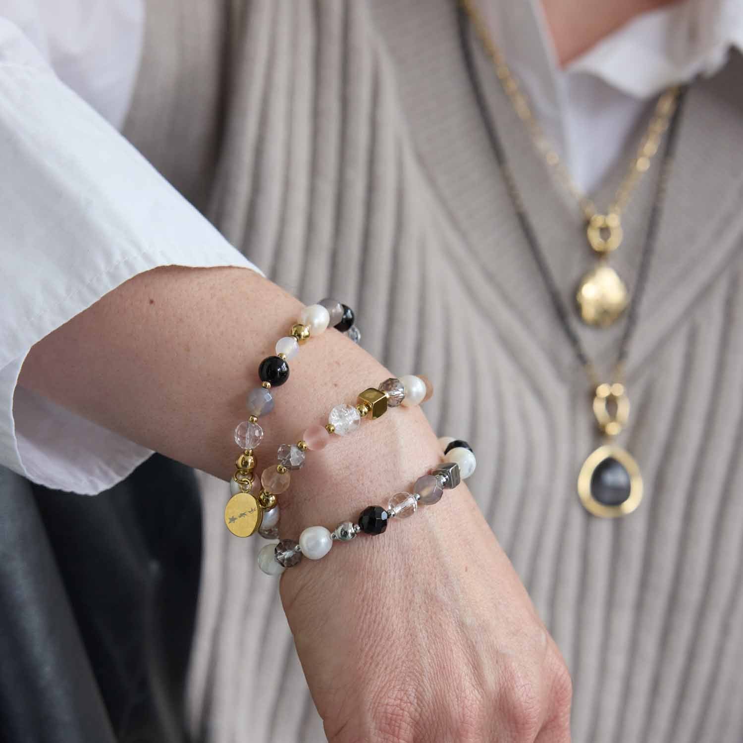 leonardo-hope-bracelet-perles-dor-ros-lastique image 2